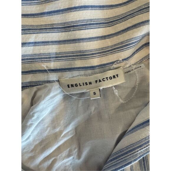 NEW English Factory Blue White Striped Collar Shirt Mini Dress Size Small - Picture 9 of 9
